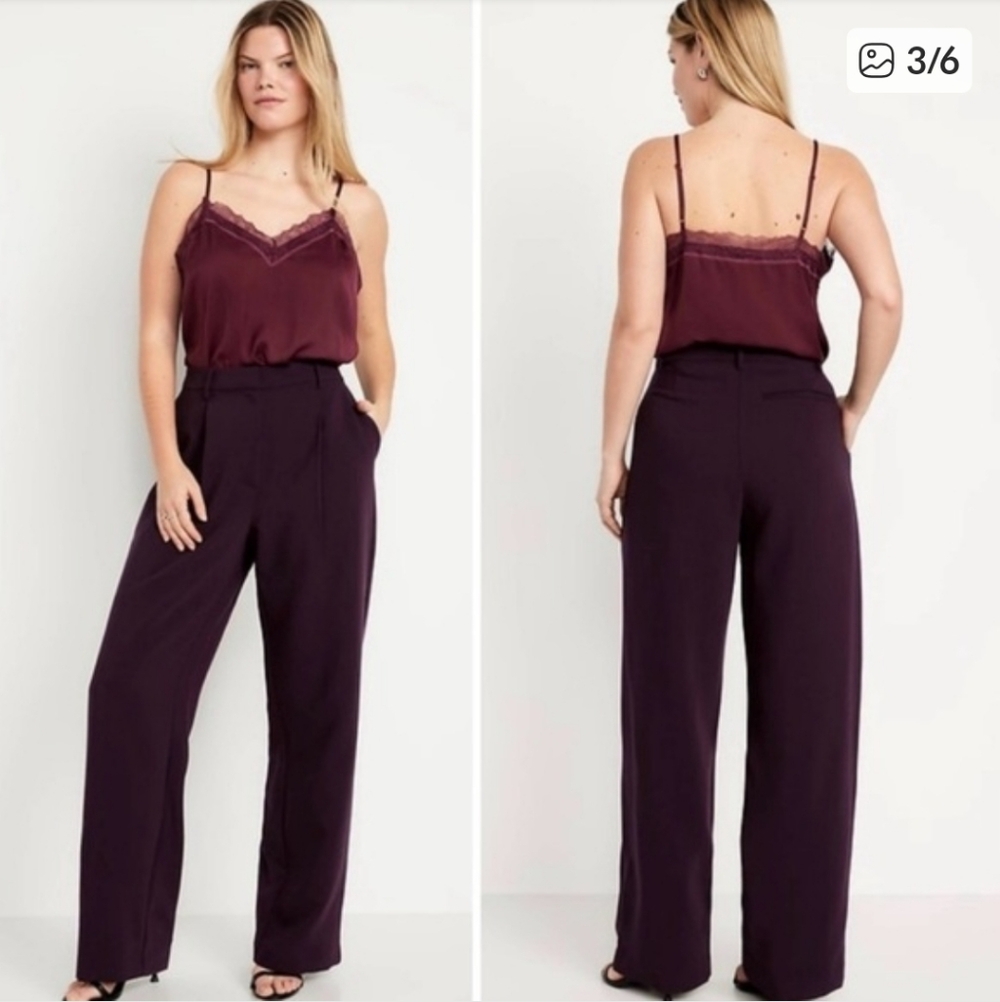 Old Navy Billie Women's Elastic Drawstring Waistline Burgundy Wine Color Pants